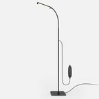 Flexible gooseneck LED floor lamp on a light gray studio background
