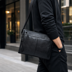Black Genuine Leather Crossbody Shoulder Bag