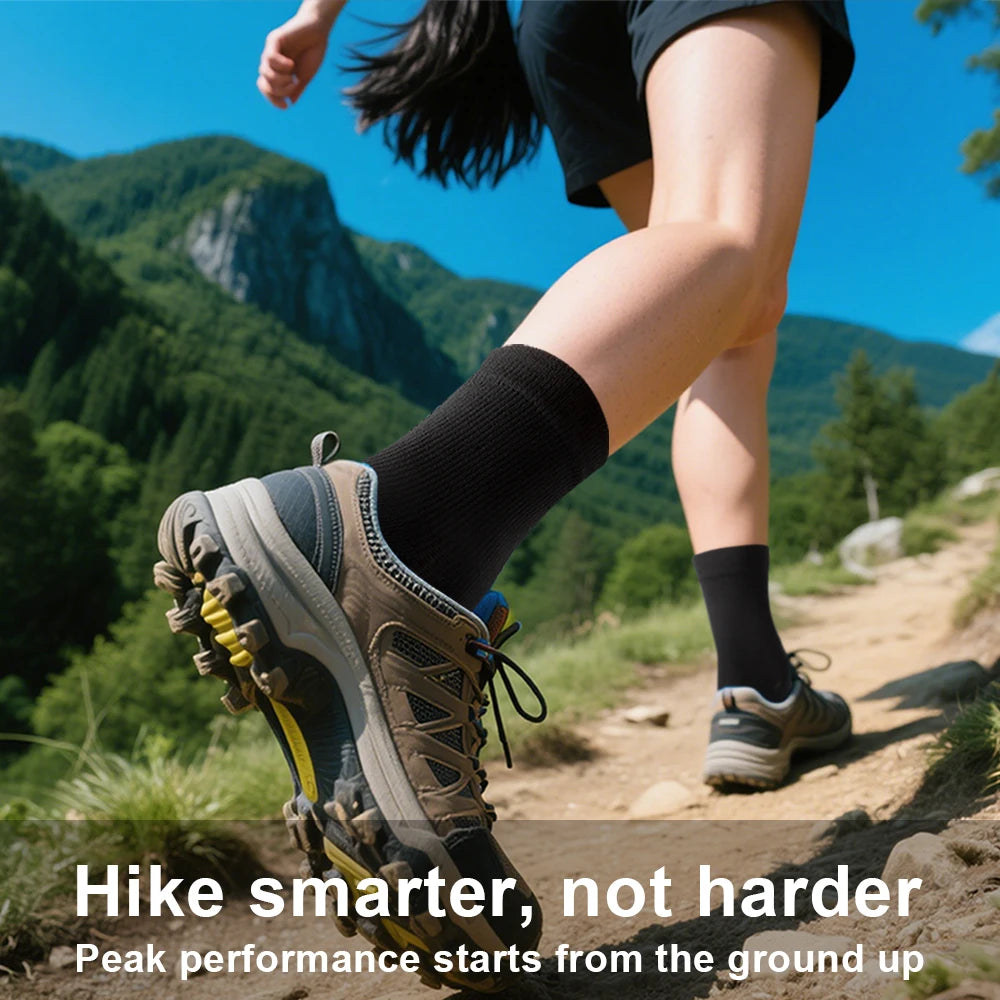 Ankle support sleeves worn during outdoor walking