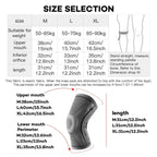 Knee support sleeve size guide with measurements