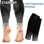Black and grey calf compression sleeves, one pair