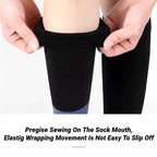 Wide elastic top band on calf compression sleeves