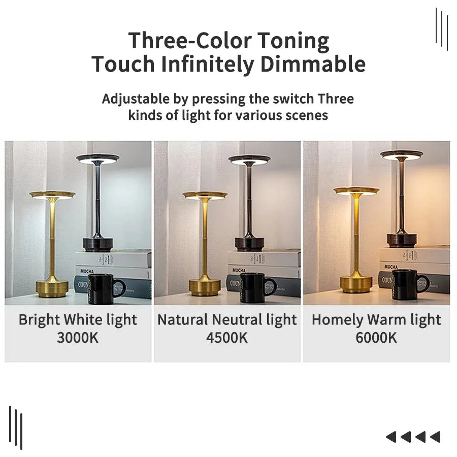 Touch lamp creating candle-like ambient light
