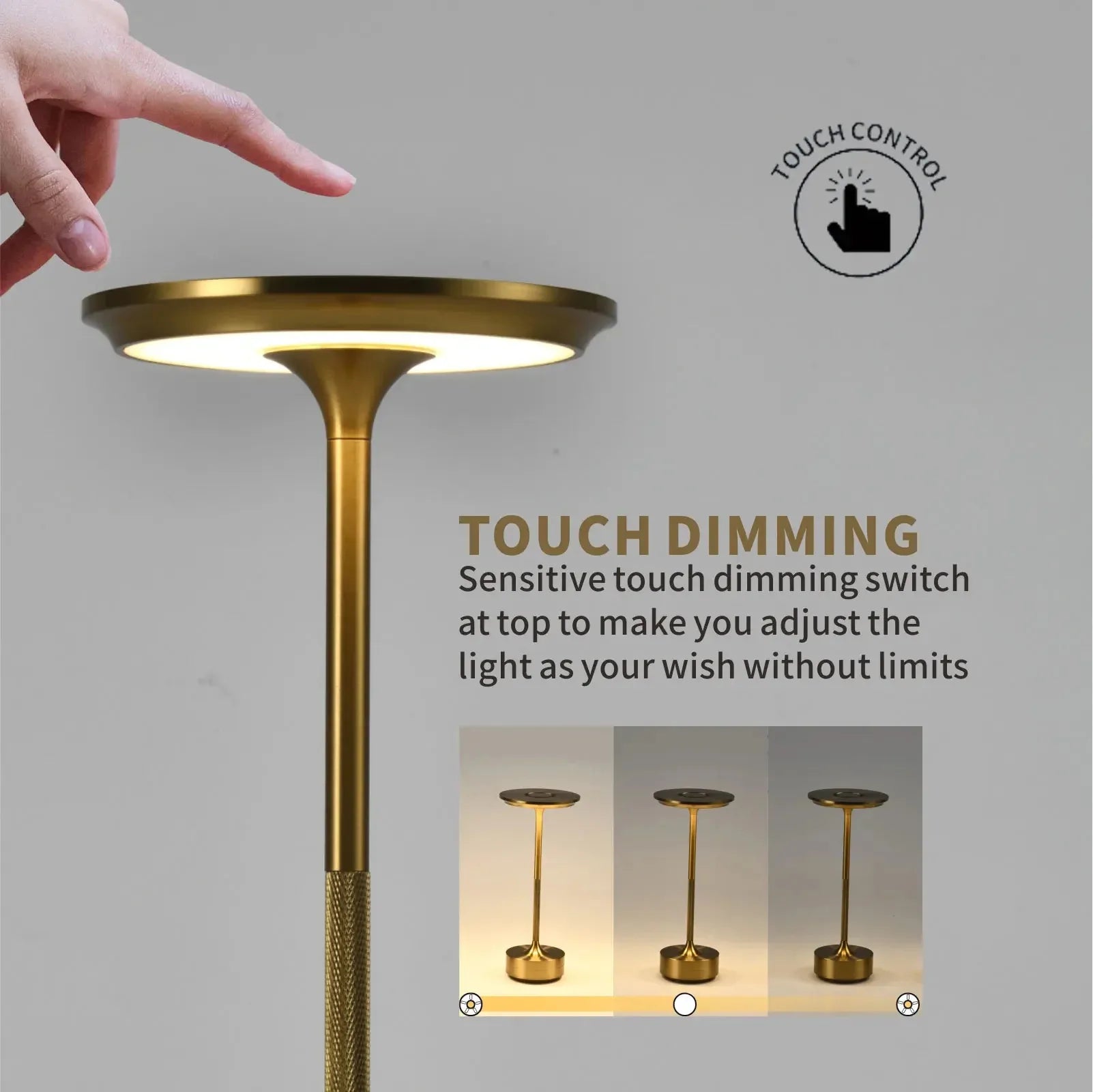 Rechargeable table lamp finish options