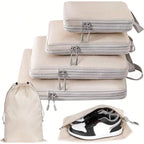 Packing cubes arranged inside luggage