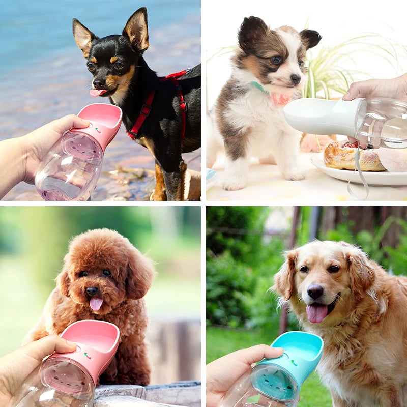 Dog travel bottle shown outdoors