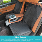 Pet travel hammock protecting a car rear seat