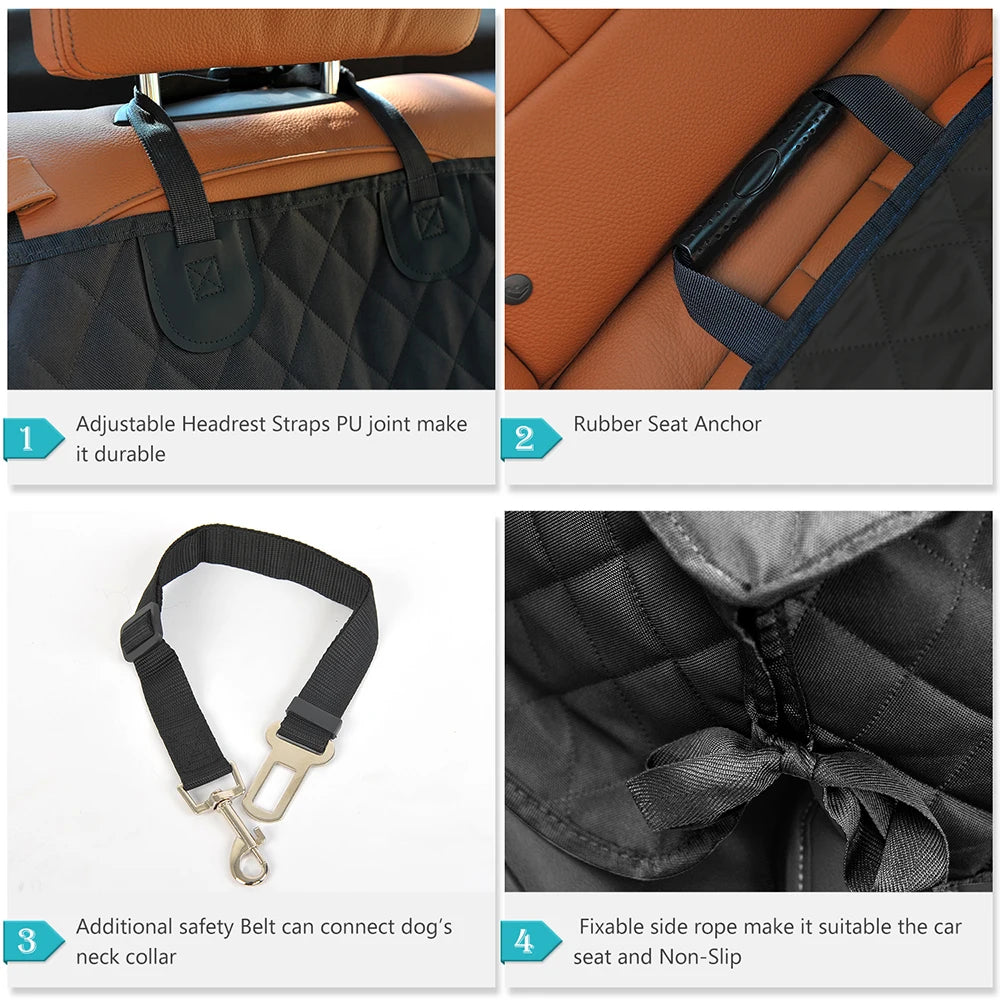 Foldable pet car seat cover for travel