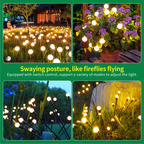 Solar firefly light installed in a flower bed