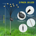 Outdoor solar firefly lights along a pathway