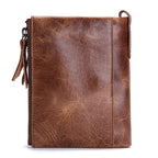Leather wallet open to show card and note compartments