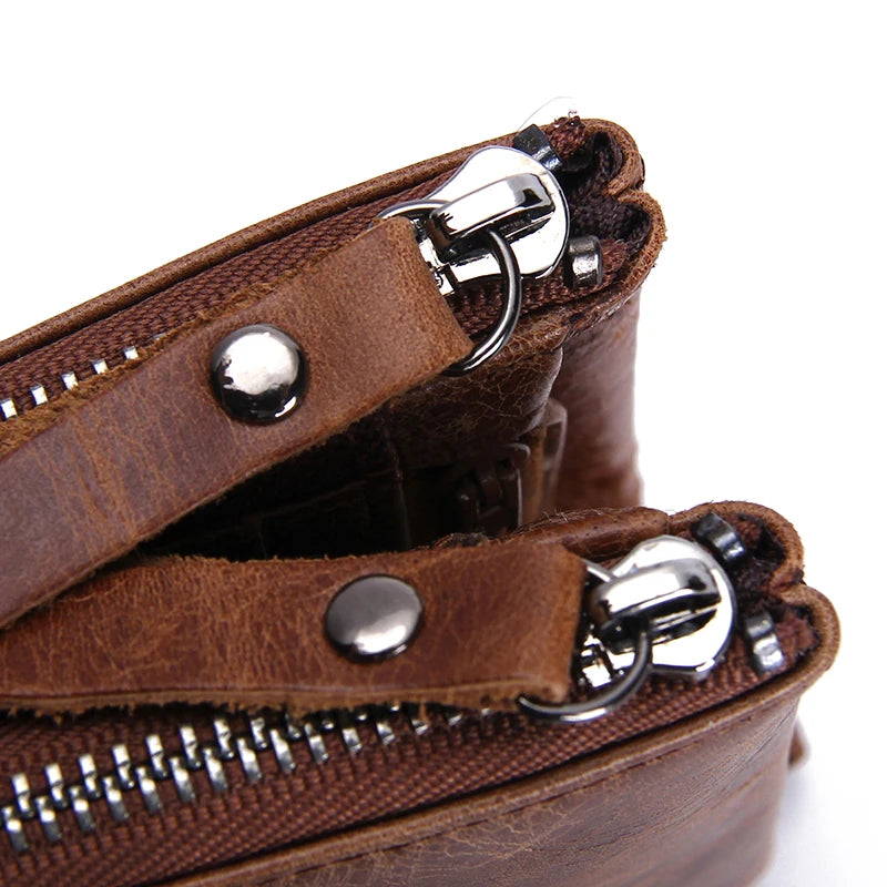 Crazy horse cowhide wallet texture detail