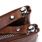 Crazy horse cowhide wallet texture detail