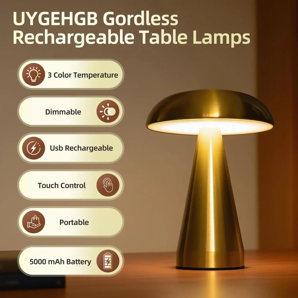 Rechargeable mushroom table lamp