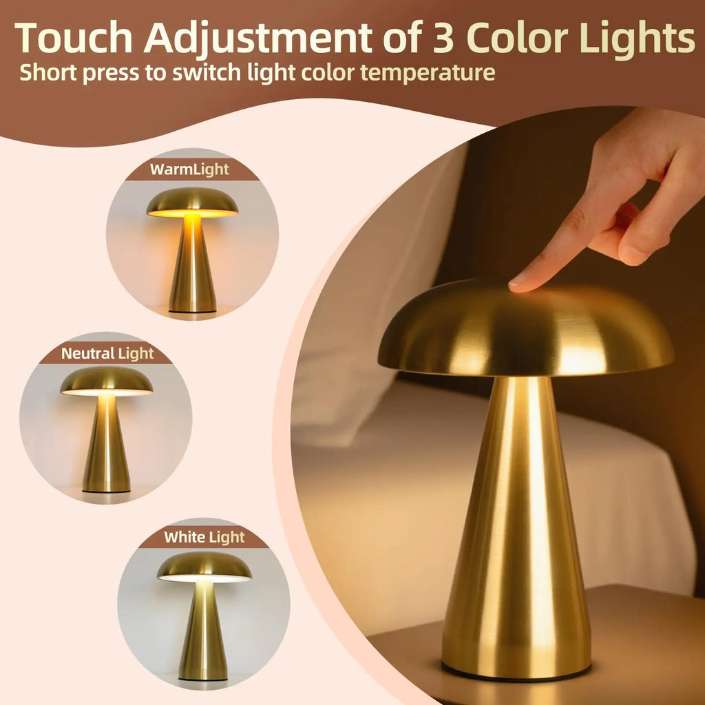Compact dome table lamp with warm ambient light