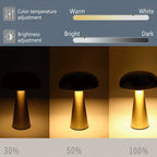 Mushroom table lamp shown in a bedroom