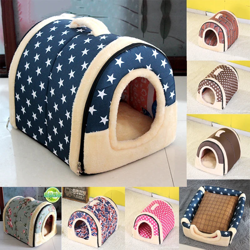 Covered washable pet bed with removable cushion