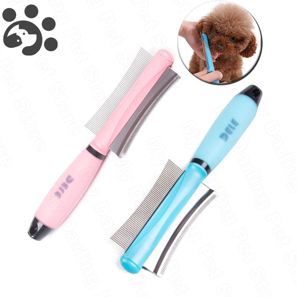 Double-sided grooming brush for dogs and cats