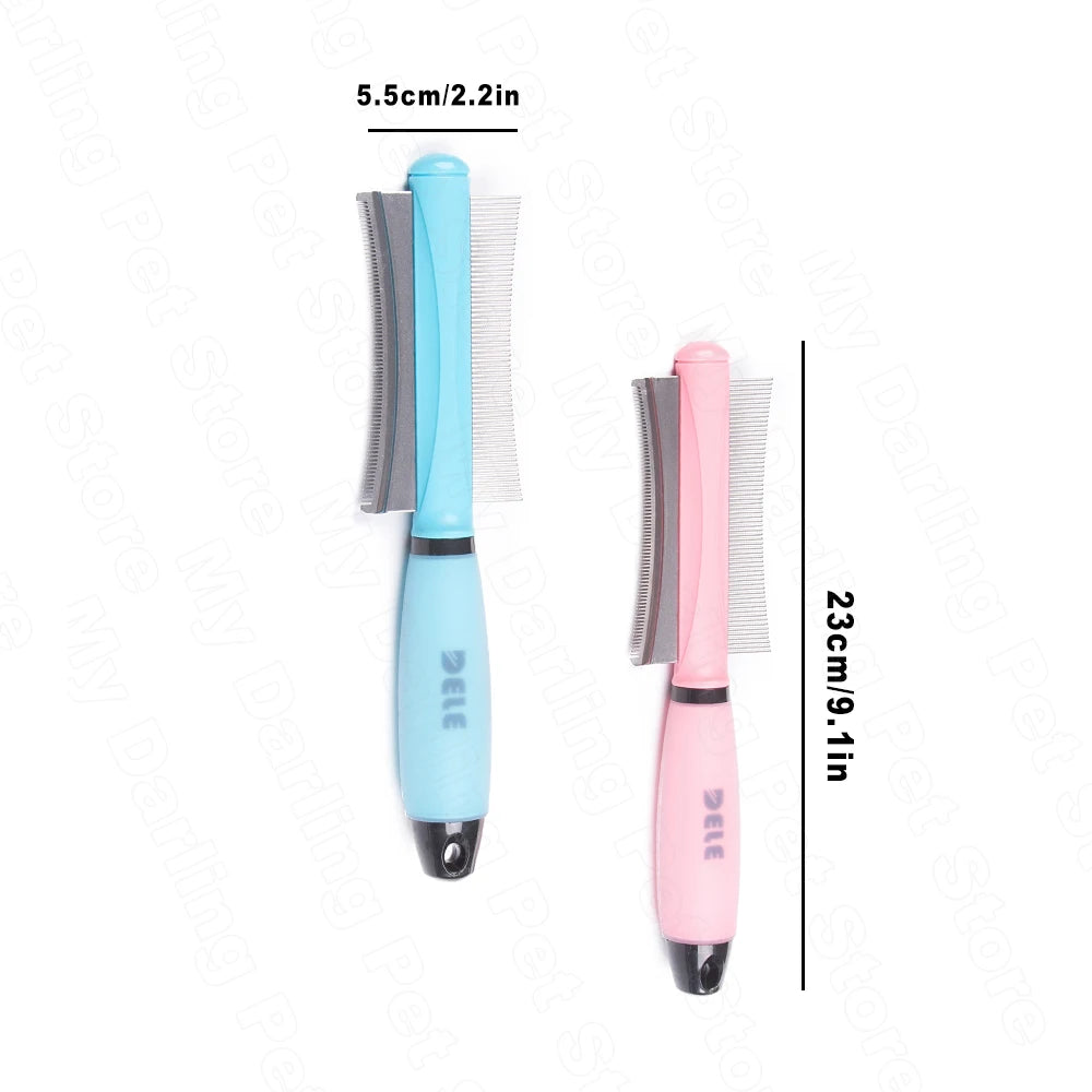 Blue and pink pet grooming brush options