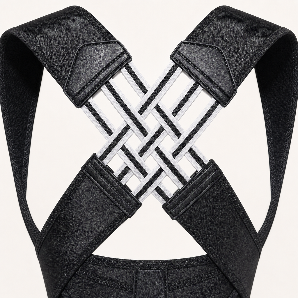 Close-up of the crossed elastic back construction