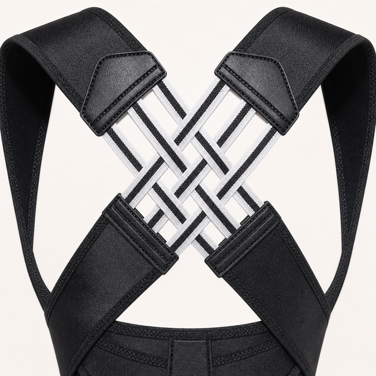 Close-up of the crossed elastic back construction