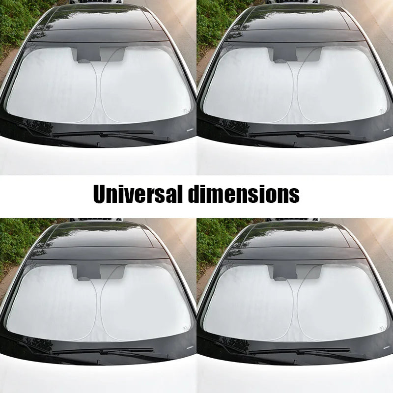 Reflective car windshield cover detail