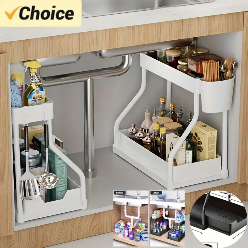 Two-tier pull-out under-sink organizer