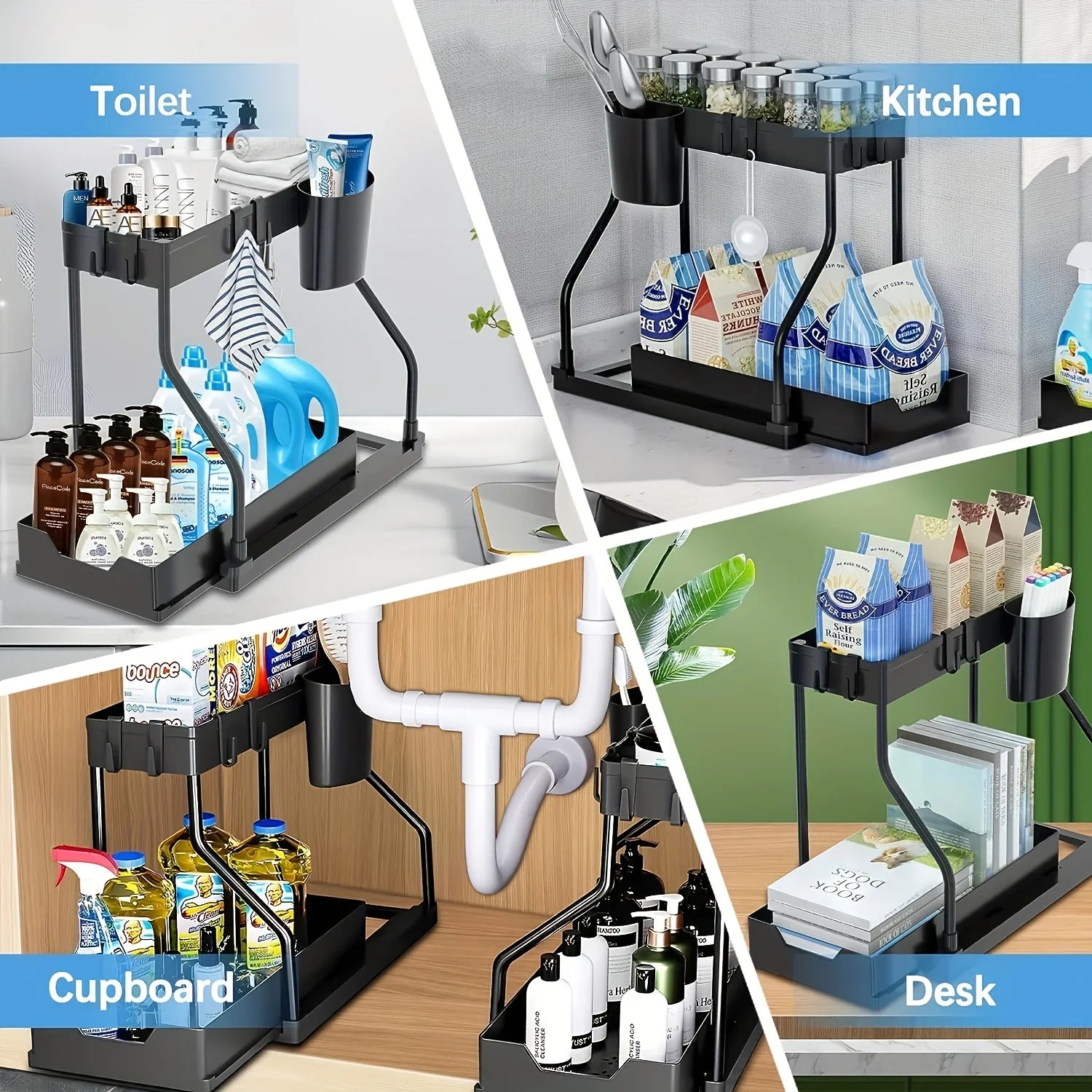 Kitchen cabinet storage rack detail